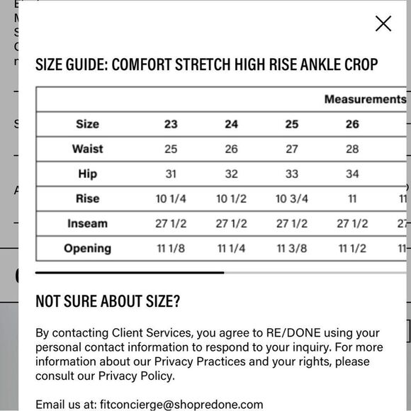 Re/Done Comfort Stretch High Rise Ankle Crop Jeans size 26, NWOT - Picture 5 of 11